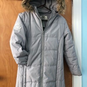 Gray Faux Fur Snow Jacket Size 14/16 (XS)